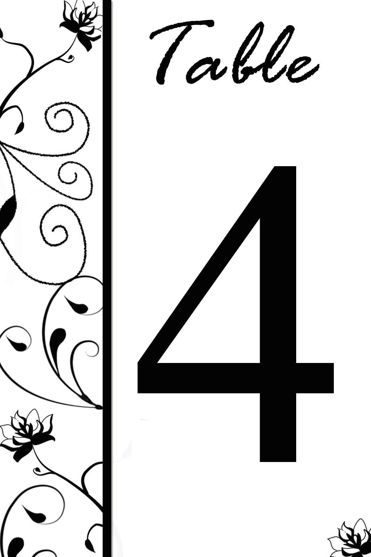Table Number Templates Printable
