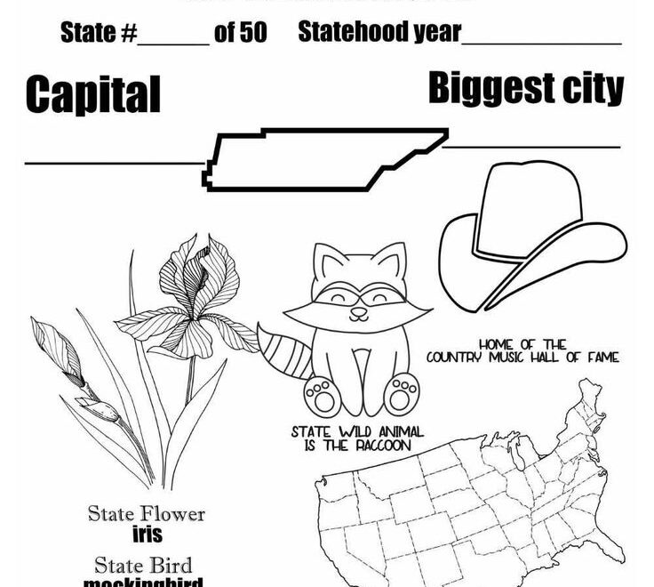 Free Tennessee Activity Printable Coloring Page