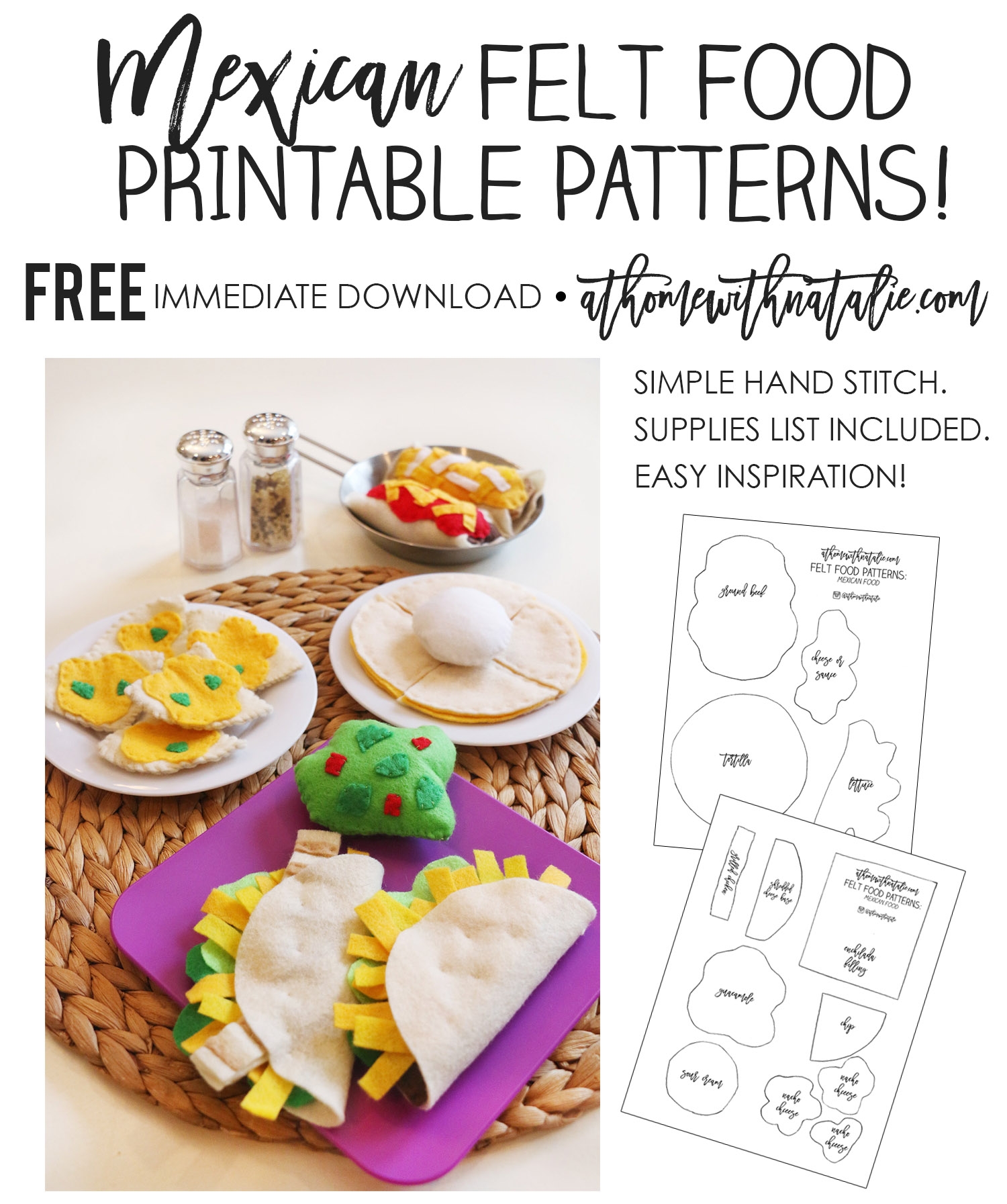 Freebie My Mexican Felt Food Patterns At Home With Natalie