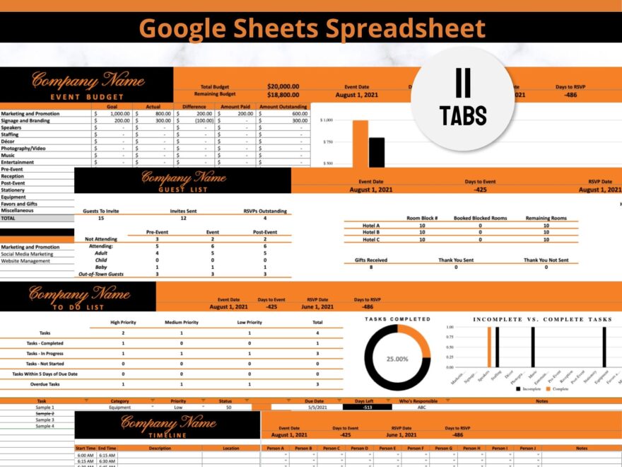 Gala Event Planner Google Sheets Spreadsheet Template For Fundraising Event Like A Community School Sports Team Or Halloween Fundraiser Etsy