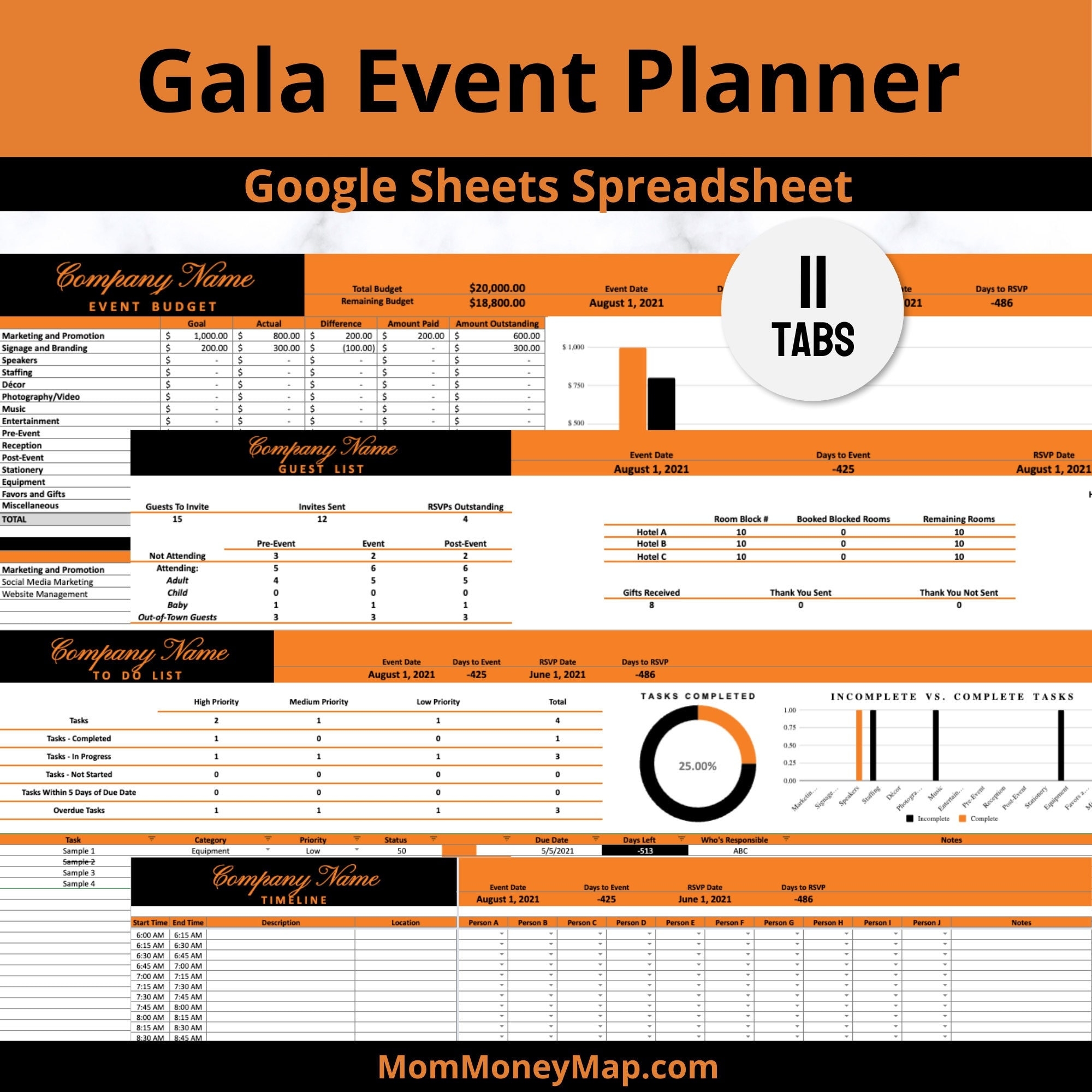 Gala Event Planner Google Sheets Spreadsheet Template For Fundraising Event Like A Community School Sports Team Or Halloween Fundraiser Etsy