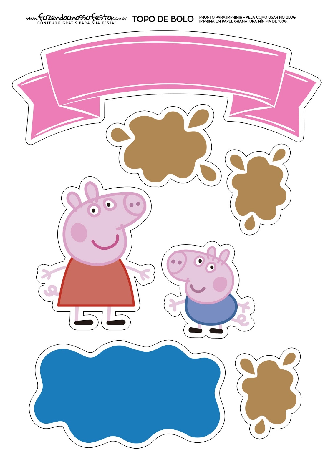 George And Peppa Pig Free Printable Cake Toppers Oh My Fiesta In English