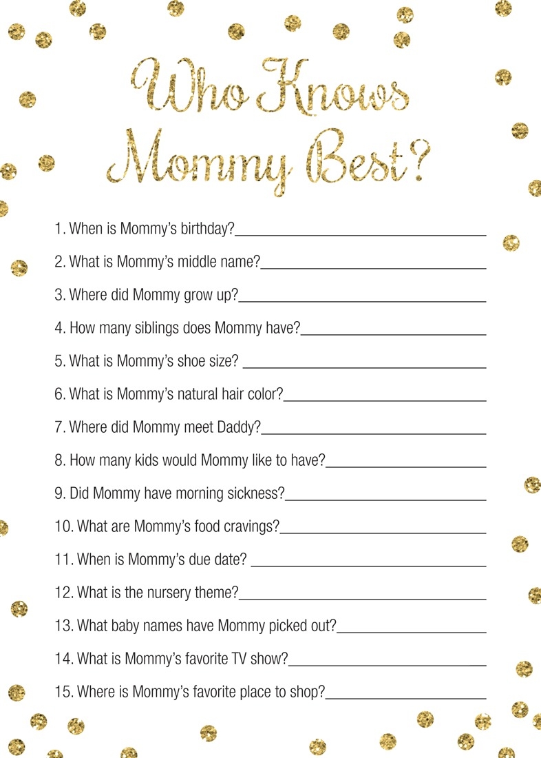 Gold Glitter Dots Who Knows Mommy Best Game
