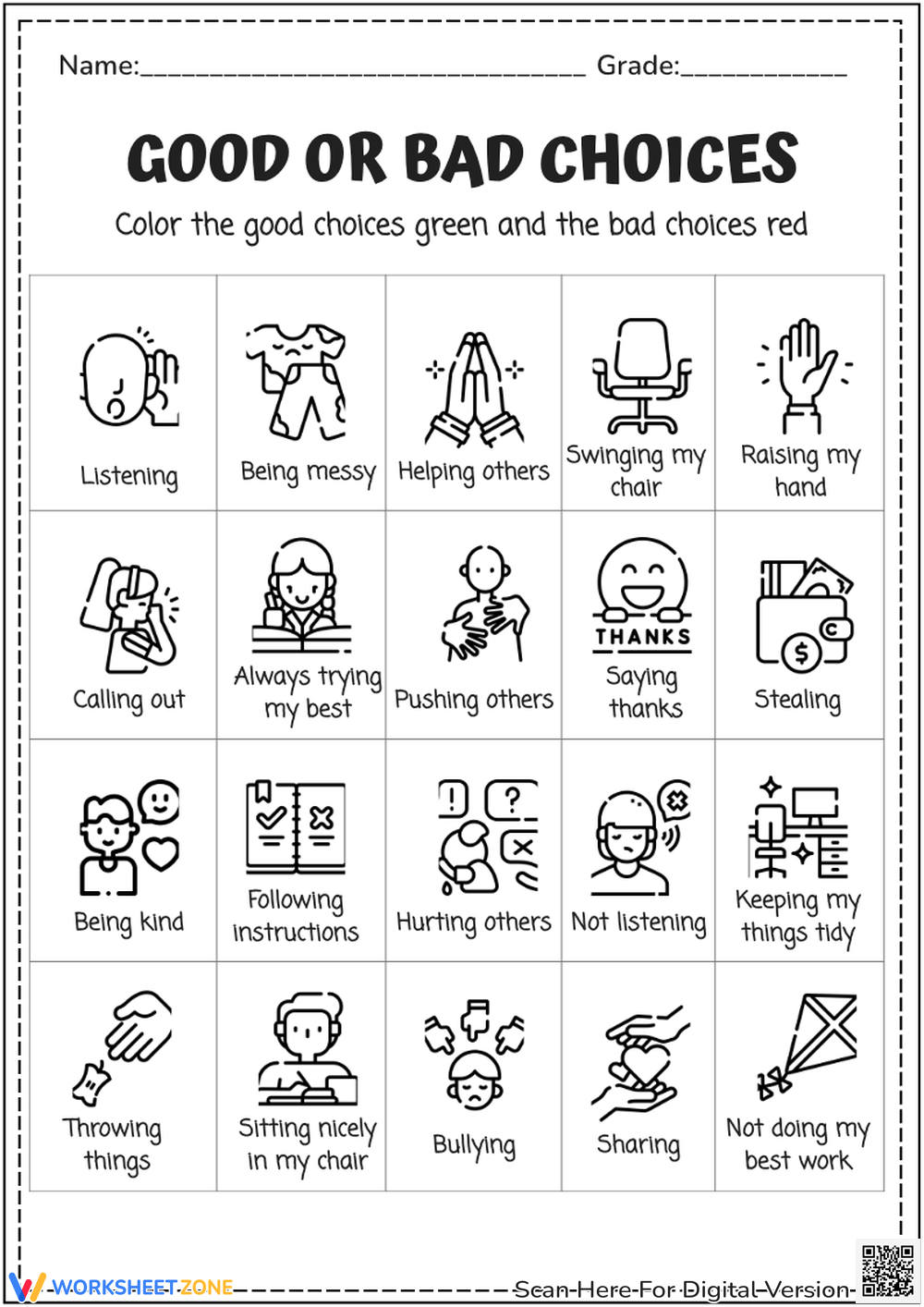 Free Printable Social Skills Worksheets For Kindergarten