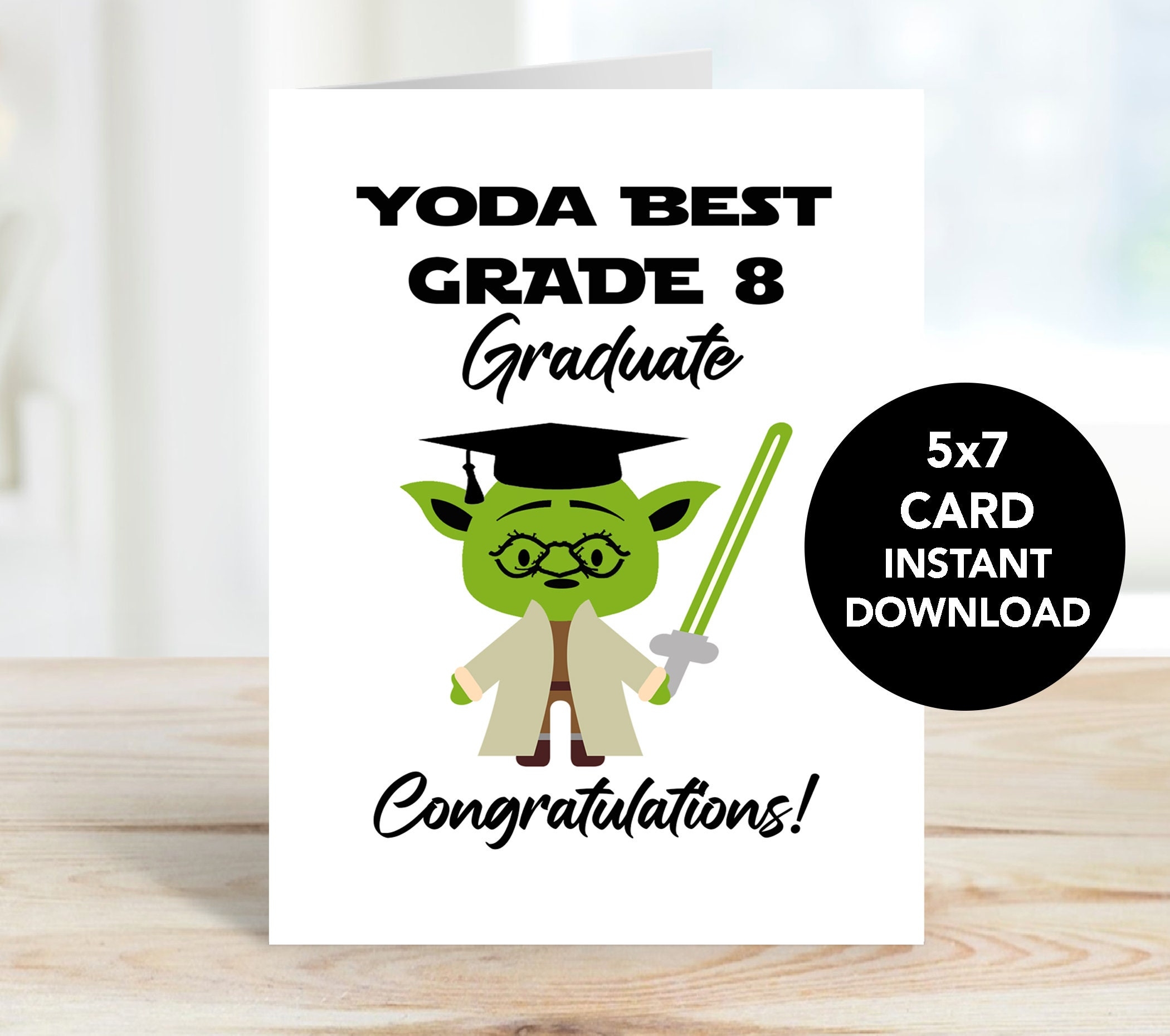 Grade 8 Graduation Card Middle School Graduation Card Star Wars Graduation Card Yoda Graduate Card 2024 Graduation Card Etsy