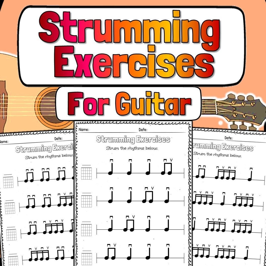Guitar Strumming Exercises Worksheets Etsy