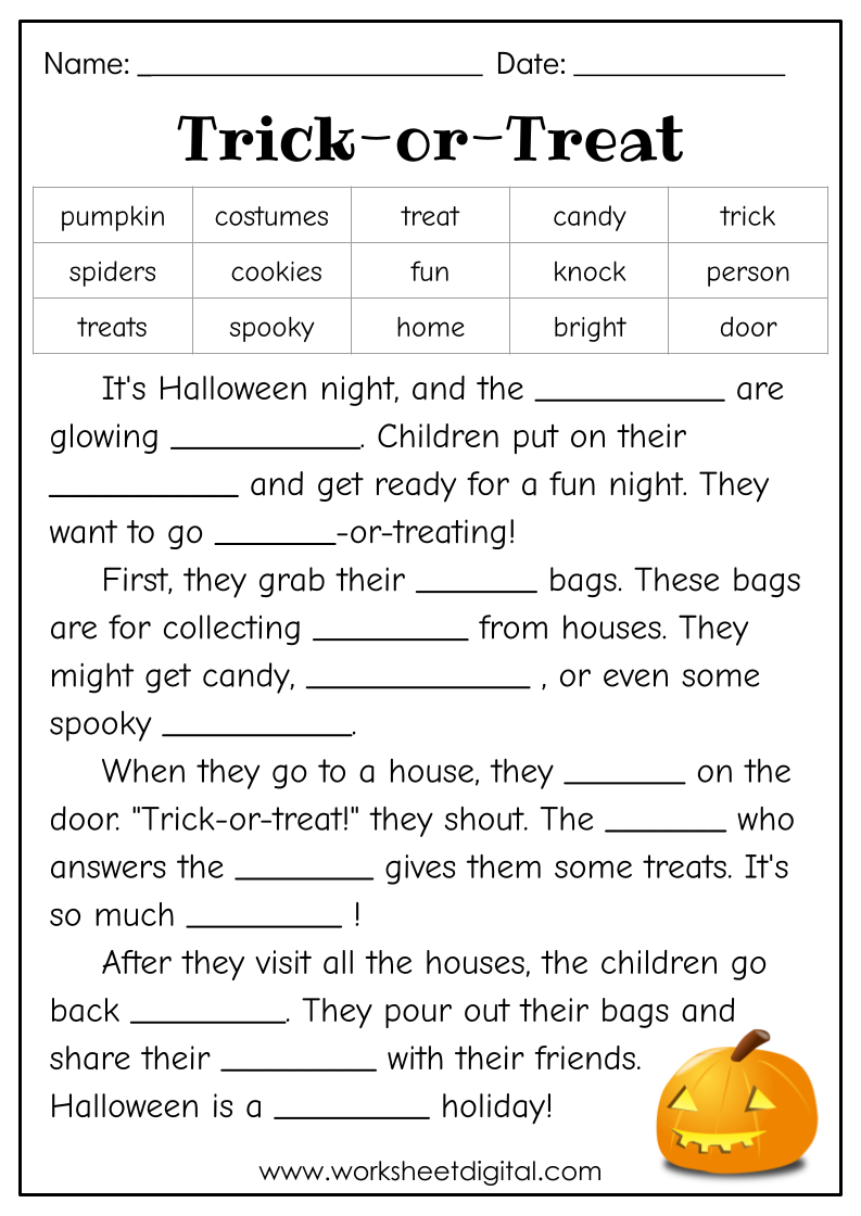 Halloween Cloze Passage Worksheet Digital 1 Teacher Made Resources