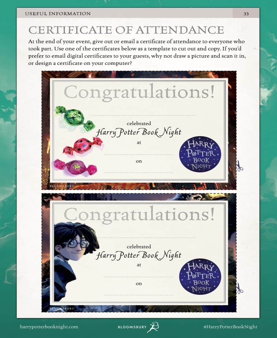 Printable Certificate For Completing All Harry Potter Books