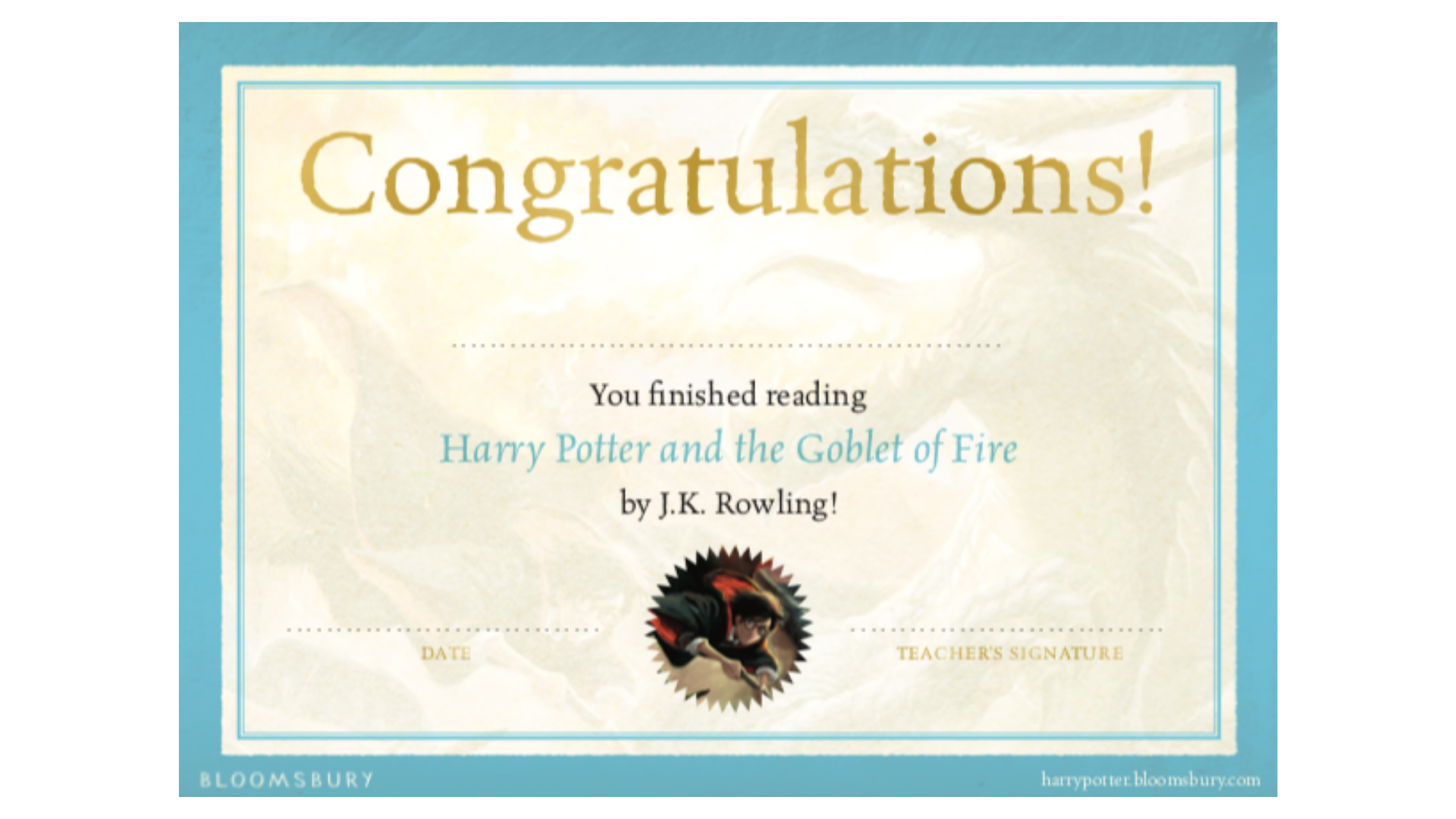 Harry Potter FREE Reading Reward Certificates