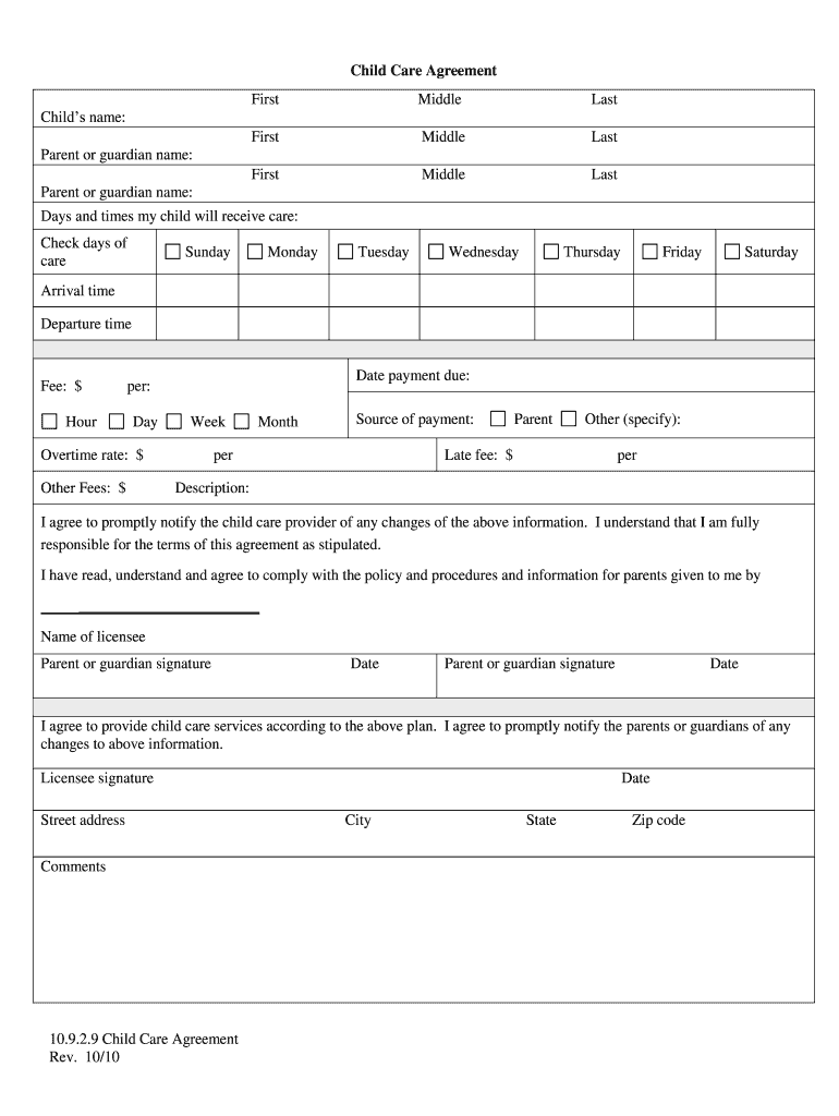 Home Daycare Forms Printable Fill Out Sign Online DocHub