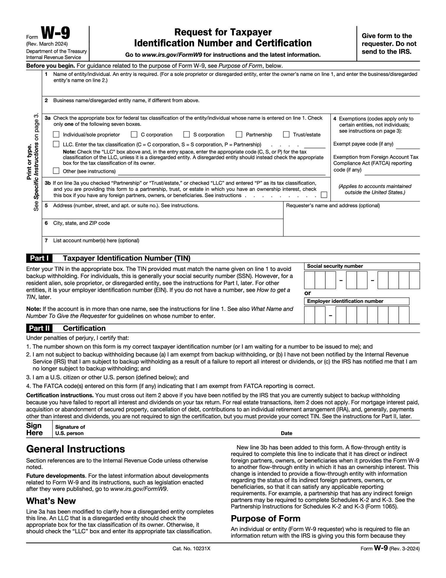 How To Fill Out A W 9 Form Request For Taxpayer Identification Number And Certification