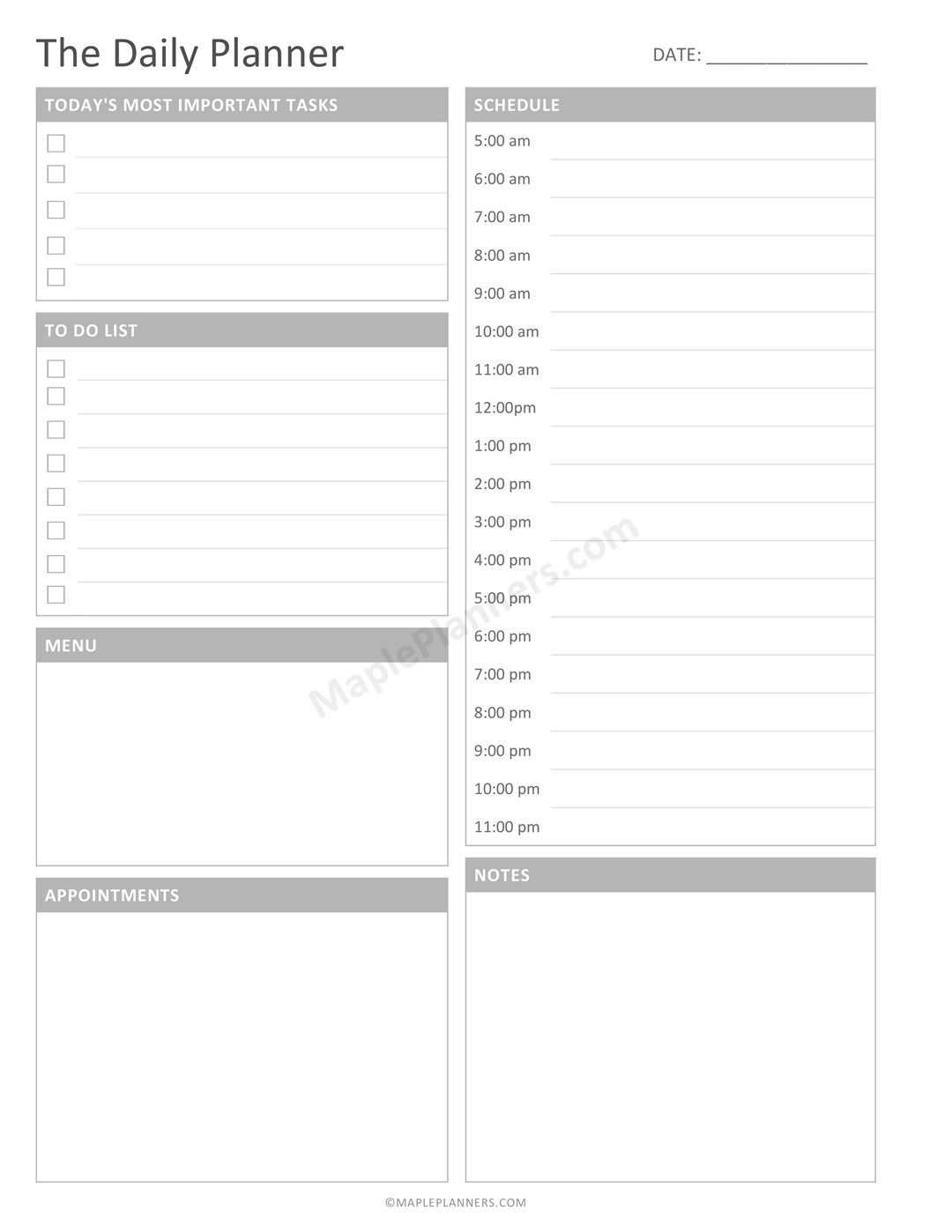 Free Half Letter Planner Printables