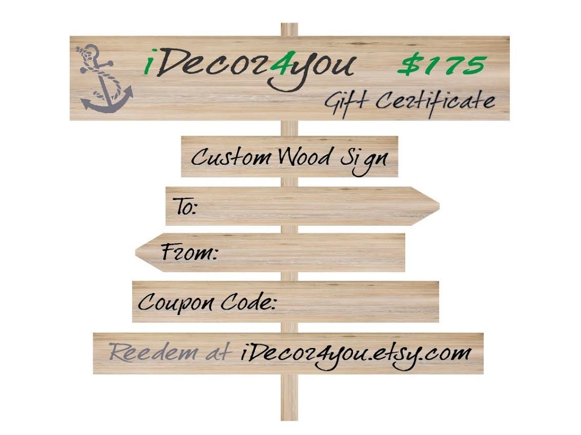 IDecor4you Printable Surprise Gift Certificate For Custom Wood Sign Last Minute Gift Certificate Gifts For Friends Easy Holiday Cards