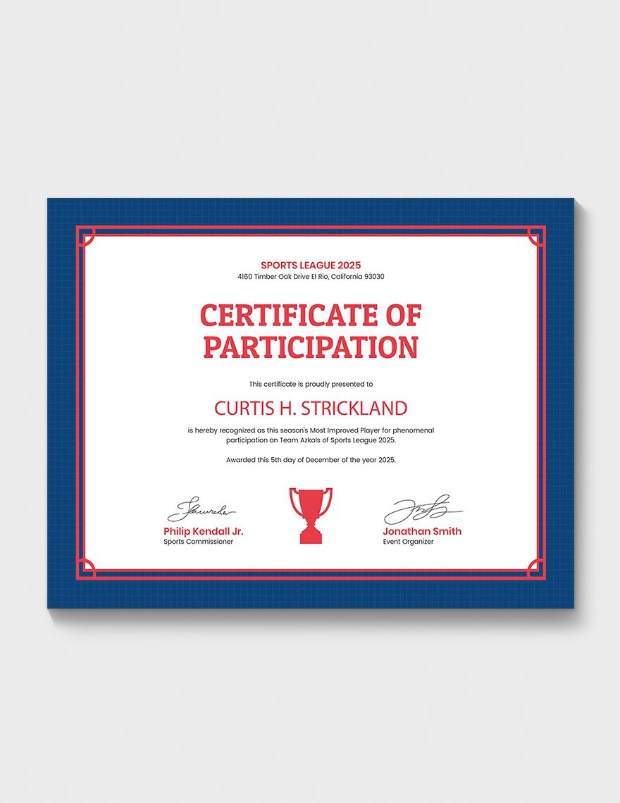 Improved Player Award Certificate Template In InDesign PSD Publisher Word Illustrator Pages Download Template