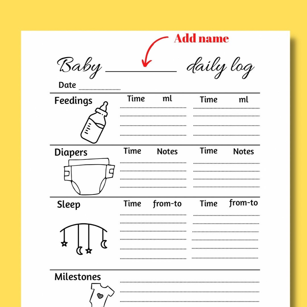 Infant Daily Log Baby Daily Report Newborn Baby Care Tracking Log Babysitter Digital Templates Aid Reporting Sheet Baby Life Organizer Etsy