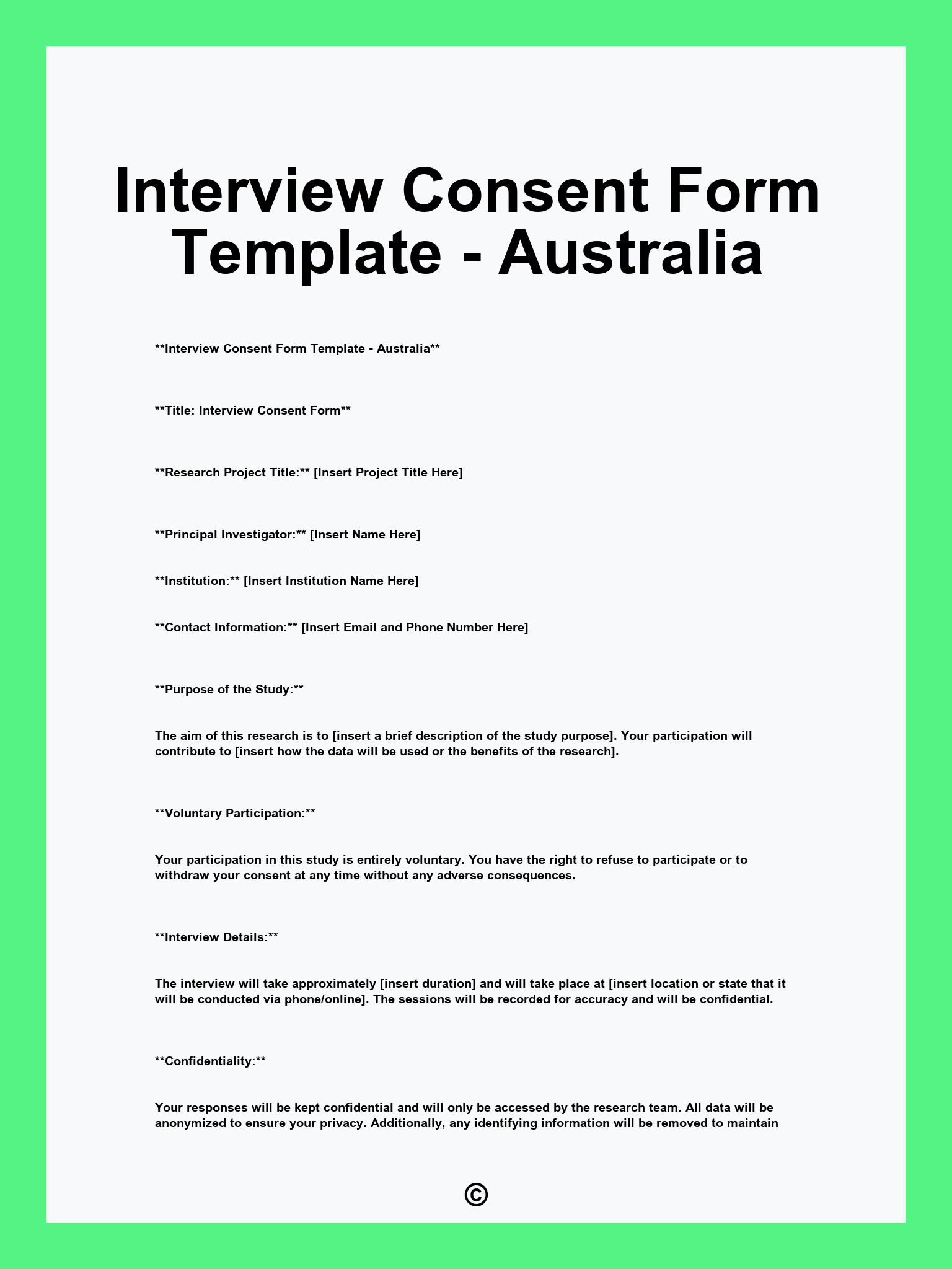 Interview Consent Form Template Australia
