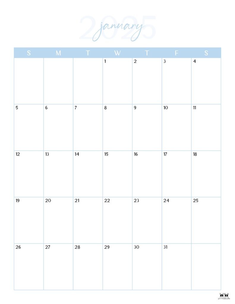 January 2025 Calendars 107 FREE Printables Printabulls