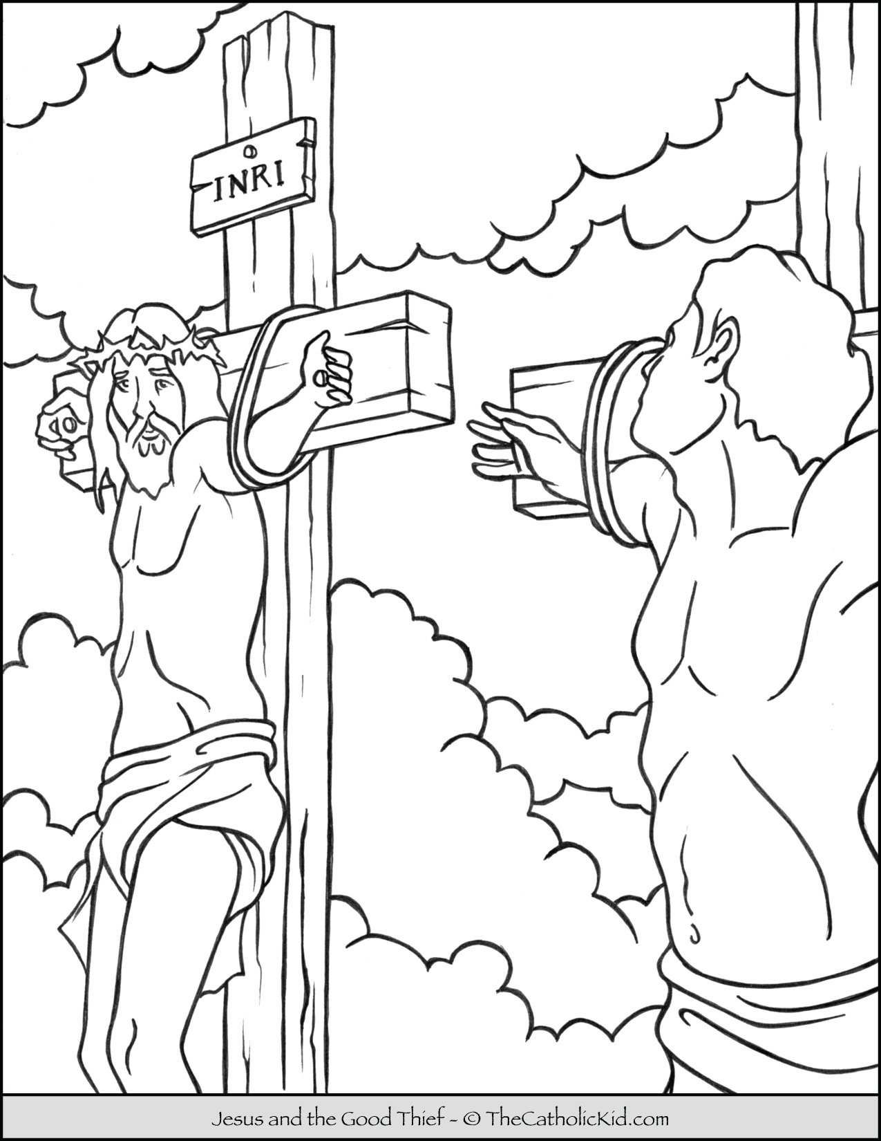 Jesus And The Good Thief Coloring Page TheCatholicKid