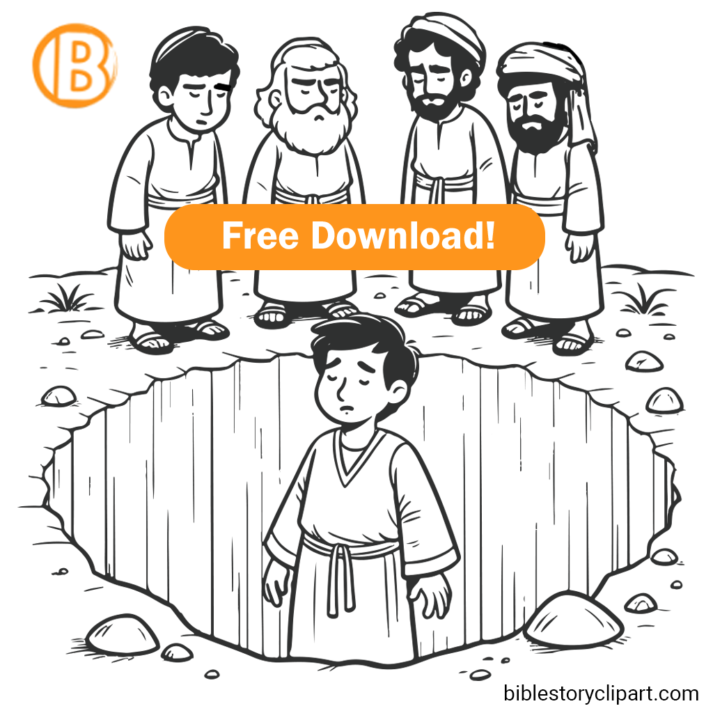 Joseph Thrown In The Pit Coloring Page Bible Story Clipart