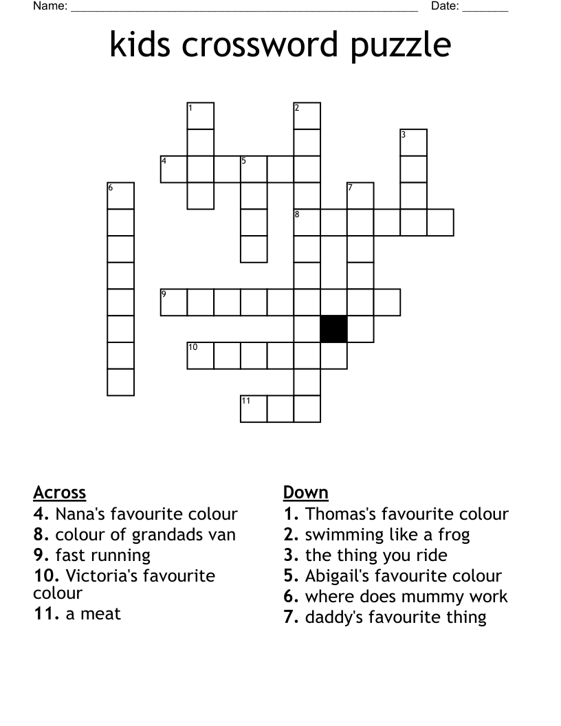 Kids Crossword Puzzle WordMint