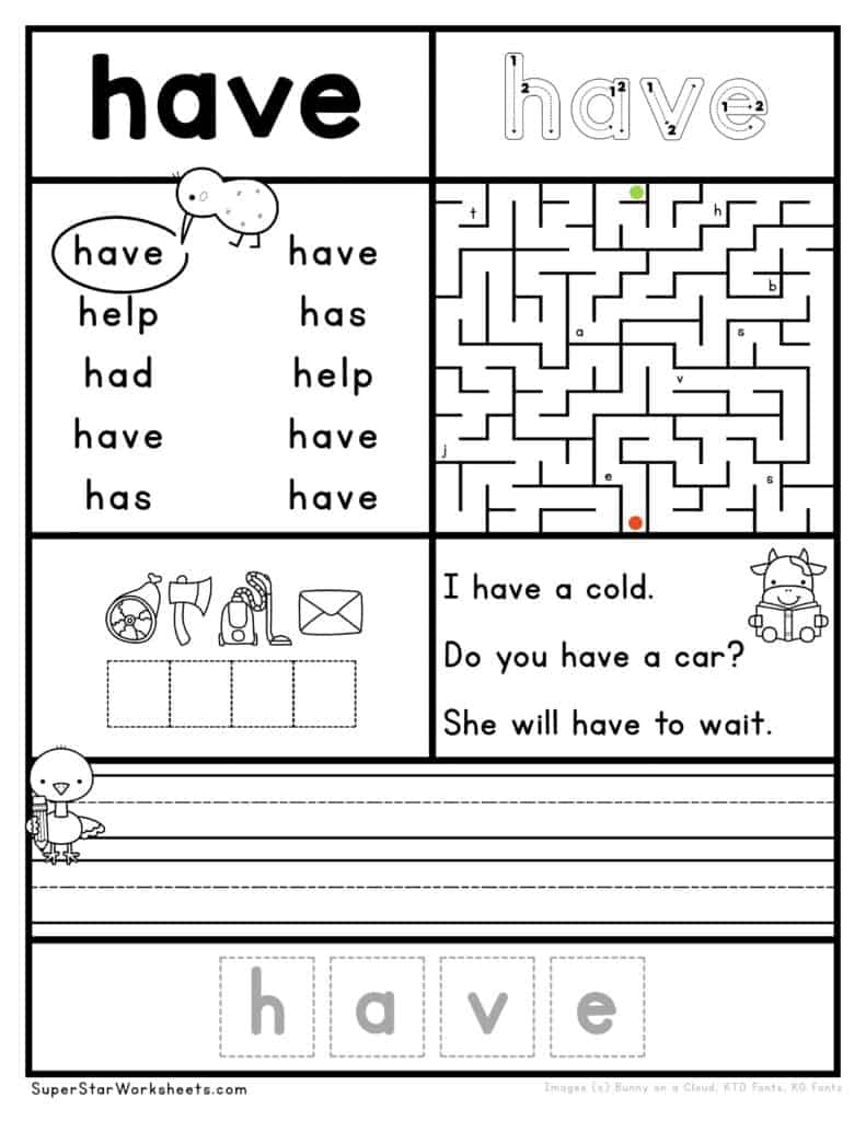 Free Printable 1st Grade Sight Word Worksheets