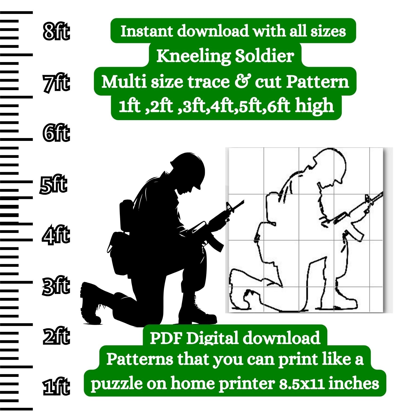 Kneeling Soldier With Rifle Pattern Yard Display Silhouette stencil Template Bundle Remembrance Day Veterans Printable Trace Cutout PDF Etsy