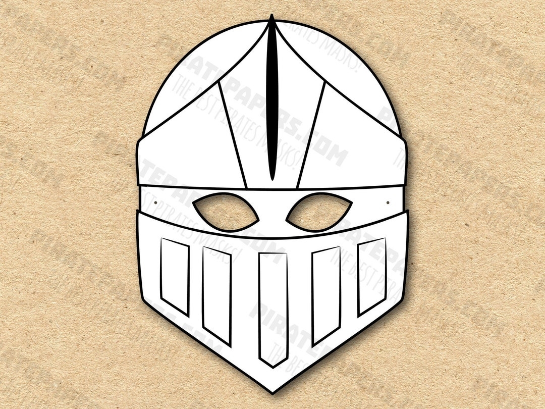 Knight Mask Printable Coloring Paper DIY For Kids And Adults PDF Template Instant Download For Birthdays Halloween Party Costumes Etsy