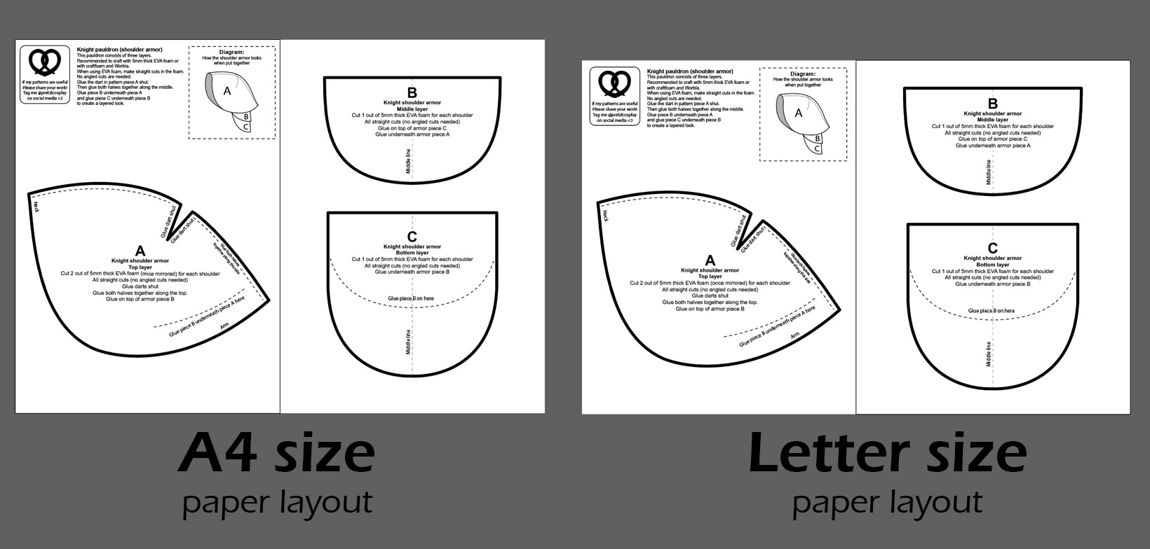 Knight Shoulder Armor Pattern Pretzl Cosplay
