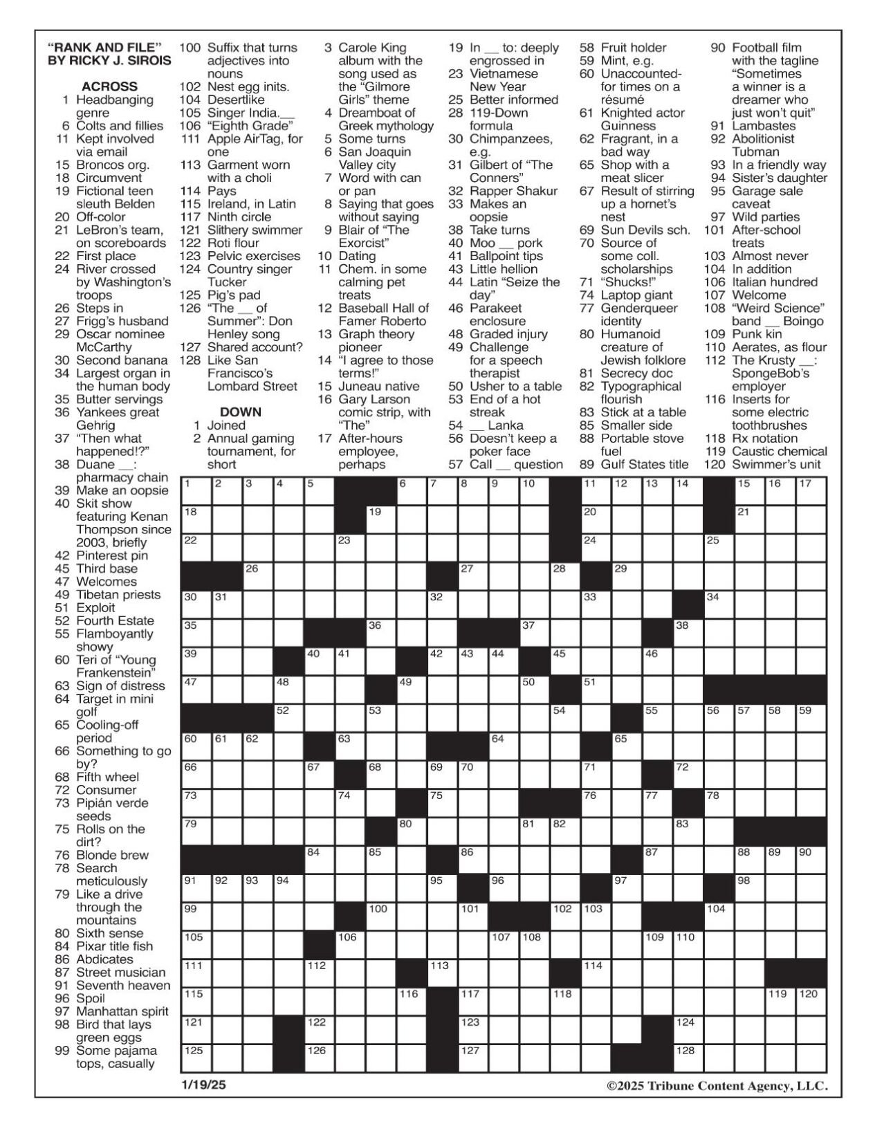 Free Printable Crossword La Times