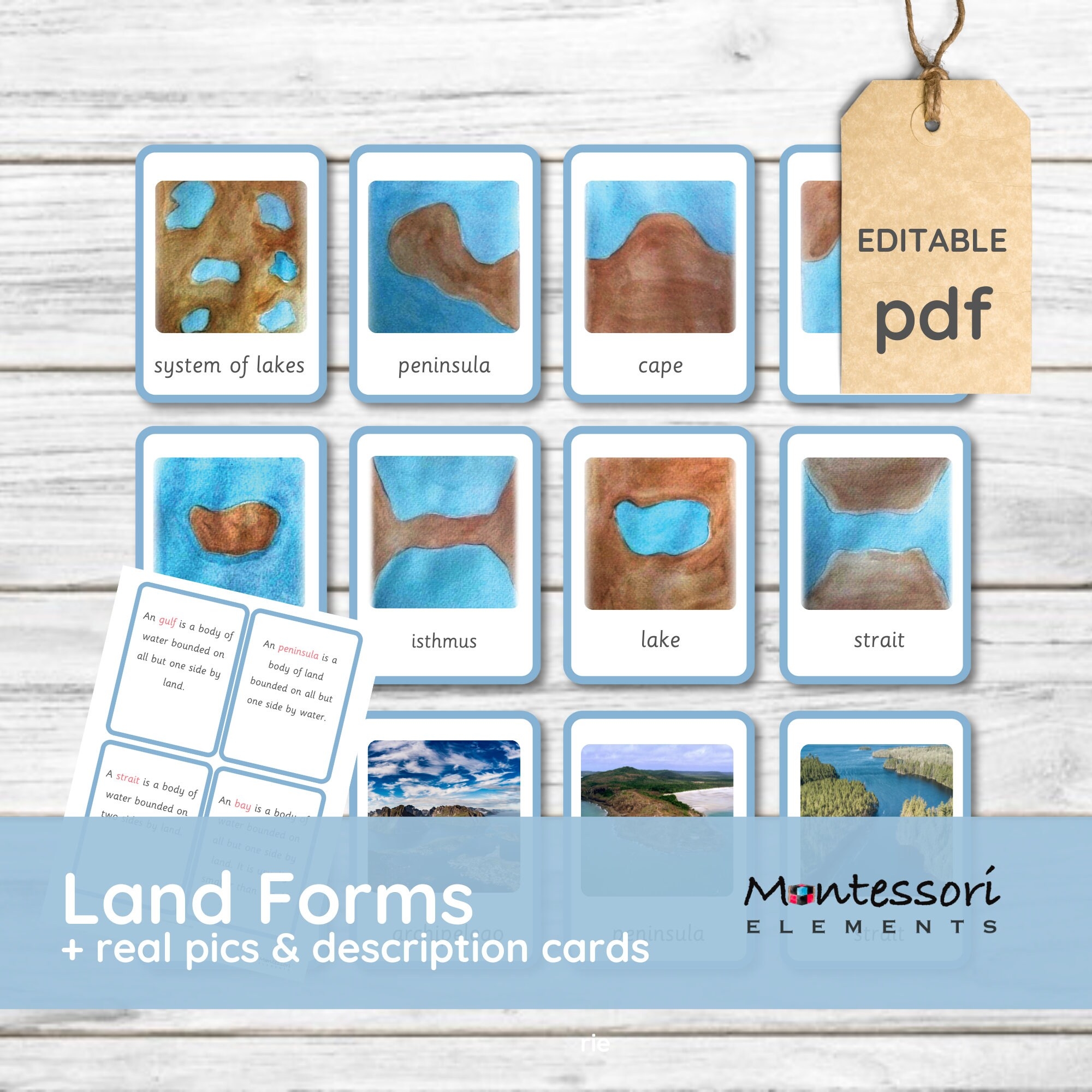 LAND FORMS Montessori Land And Water Forms Montessori Geography Island Lake Montessori Printable Editable Pdf Montessori Science Etsy