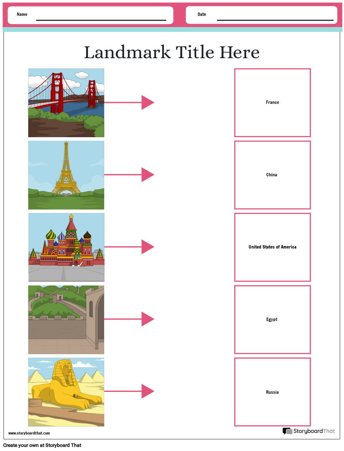 Landmark Worksheets Free Templates By Storyboard That