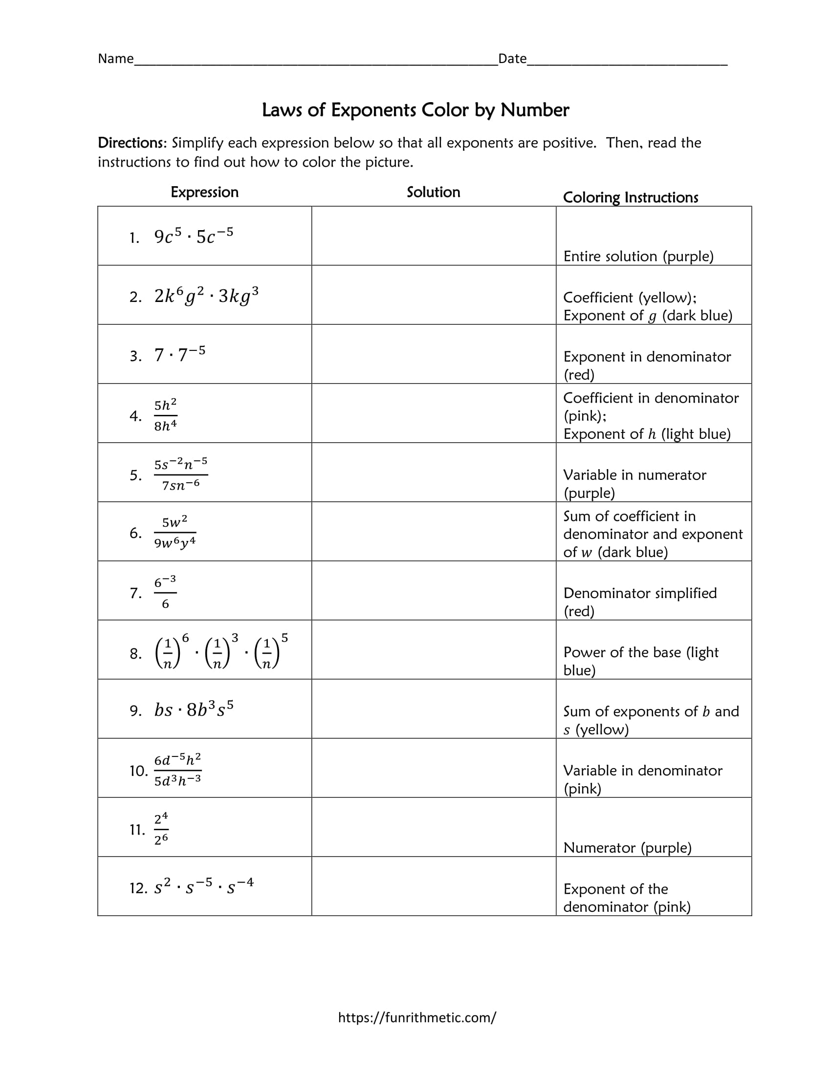 Printable Practice Exponent Rules Worksheet