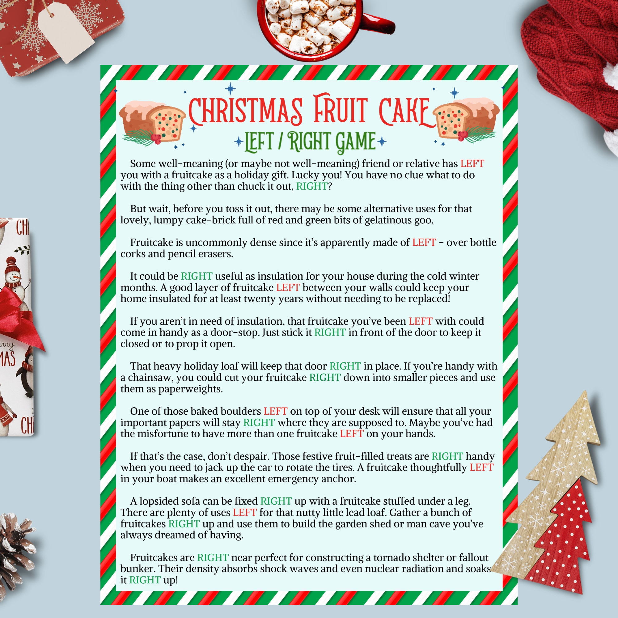 Free Printable Right Left Christmas Game Funny