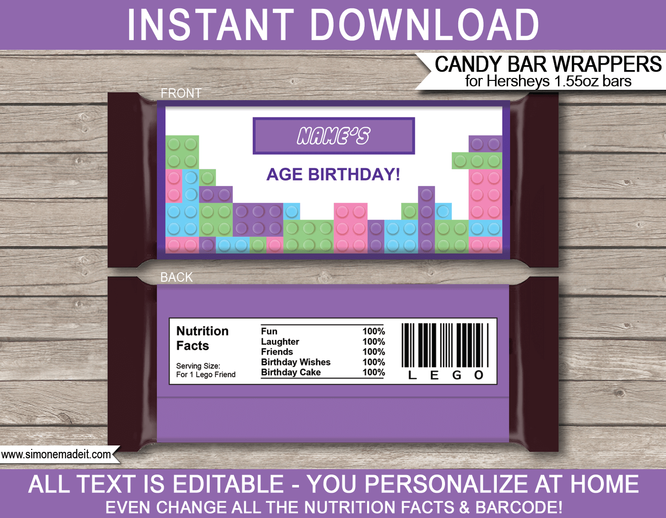 Free Printable Lego Chocolate Labels