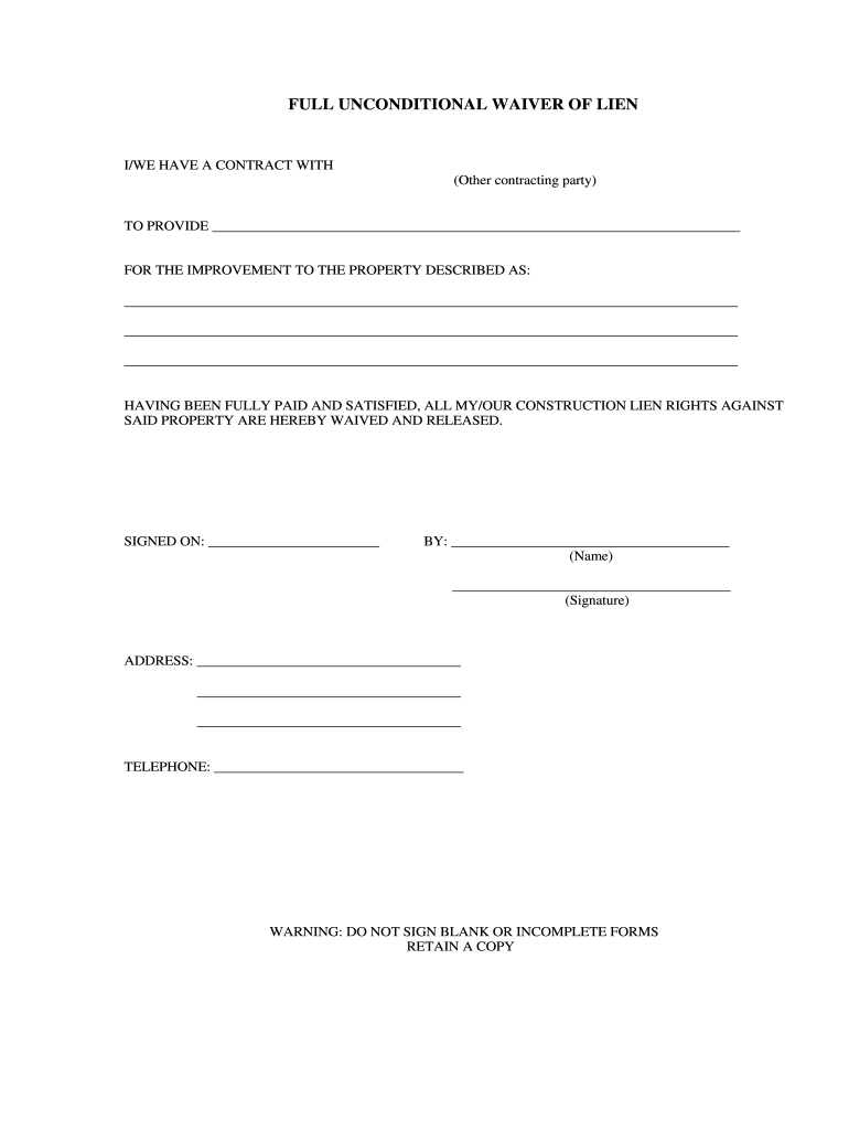 Lien Waiver Form Missouri Fill Out Sign Online DocHub