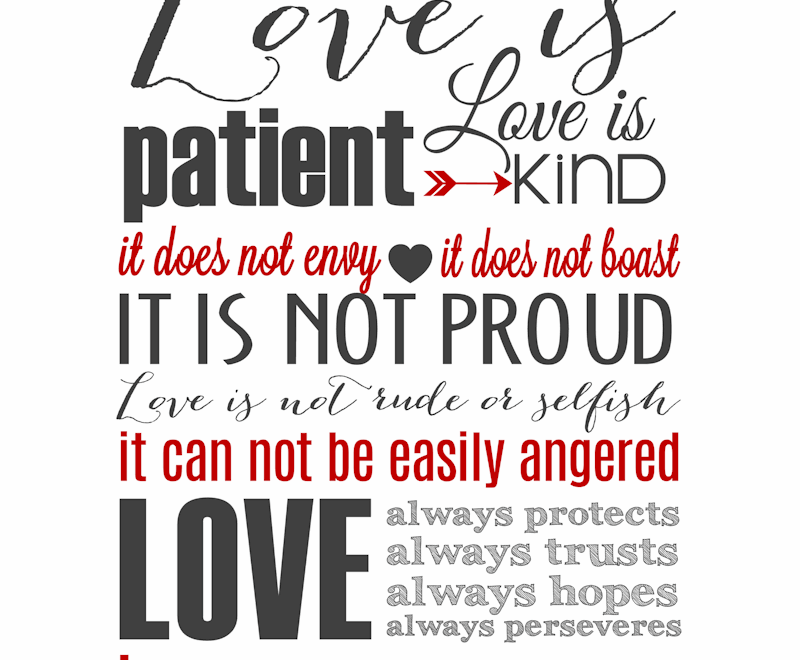 Love Is Patient Subway Art Printable 1 Corinthians 13 The Girl Creative