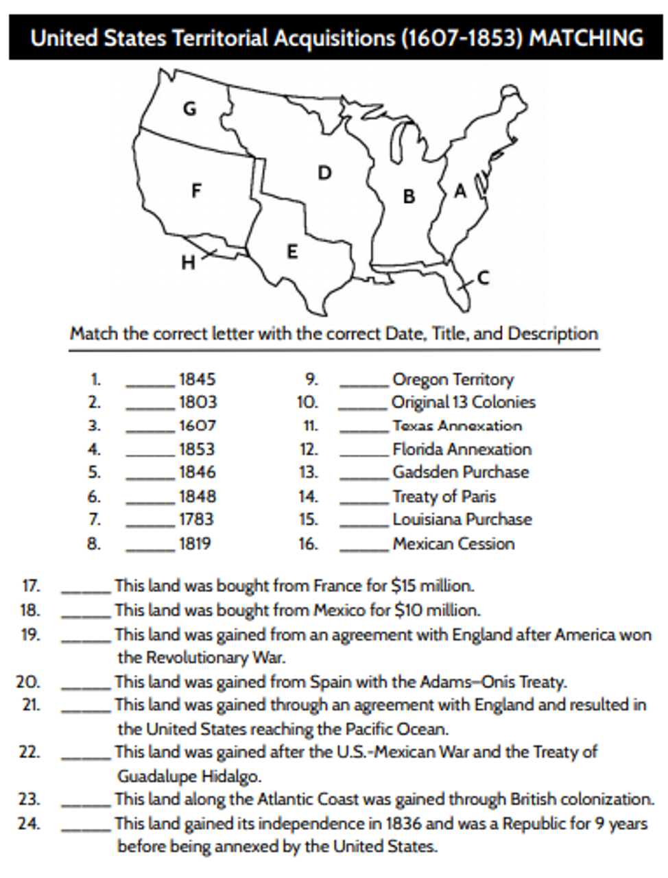 Manifest Destiny And Westward Expansion Worksheets Library