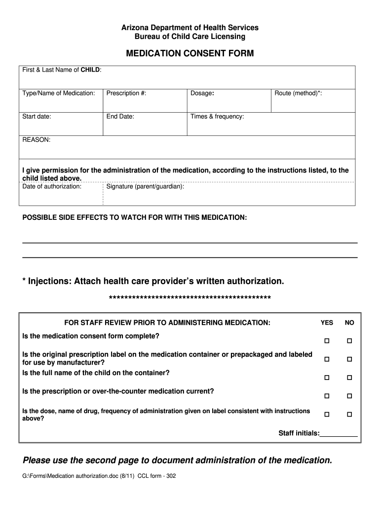 Medication Consent Form For School Printable