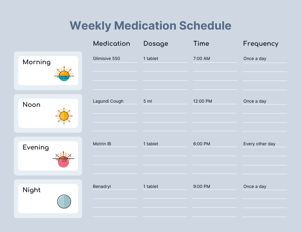Printable Medication Calendar Template
