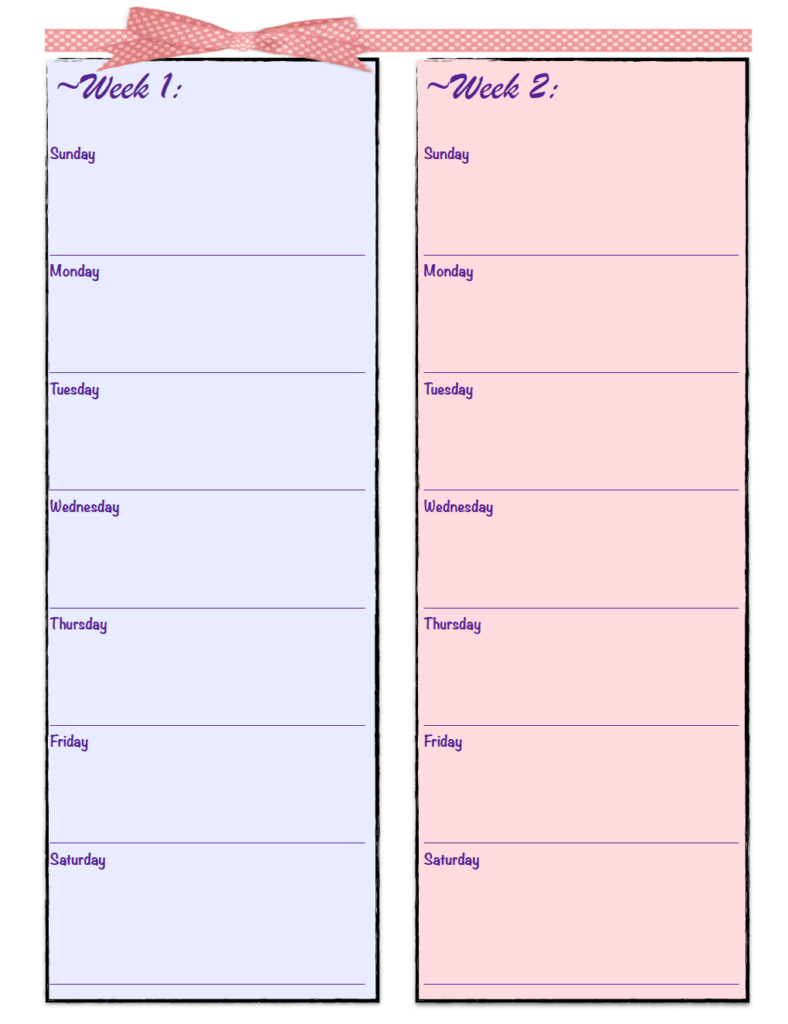 Menu Grocery Printables