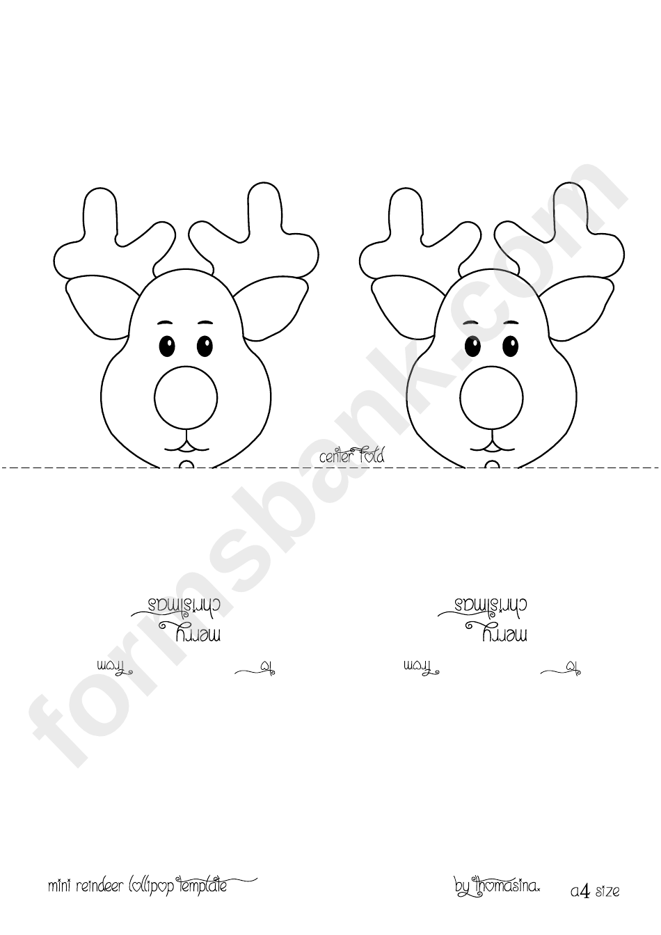 Mini Reindeer Head Lollipop Template Printable Pdf Download