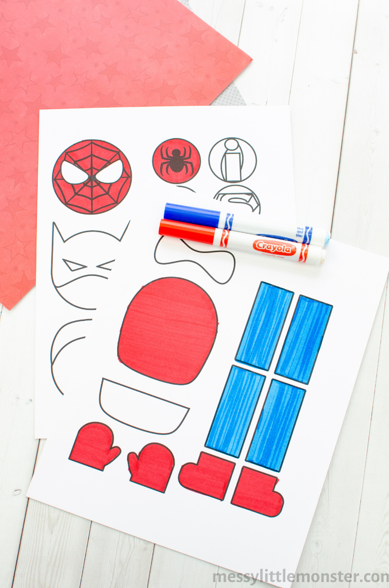 Mix And Match Superhero Craft Printable Superhero Template Messy Little Monster