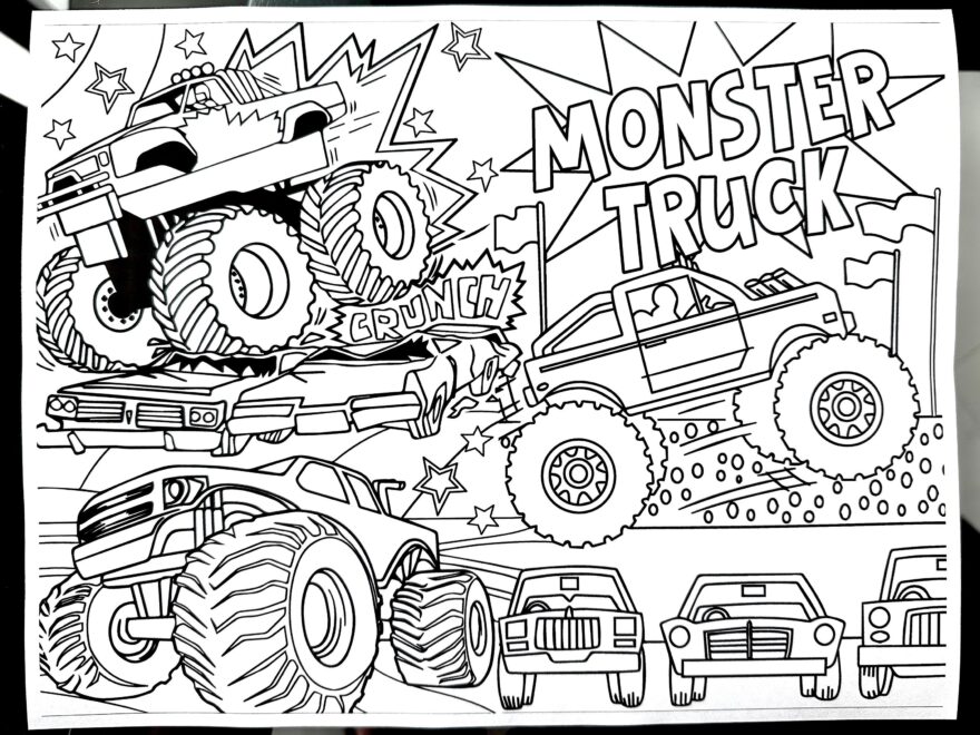 Monster Truck Color Page Coloring Page Monster Truck Monster Truck Printable Kids Coloring Page Monster Truck Activity Etsy