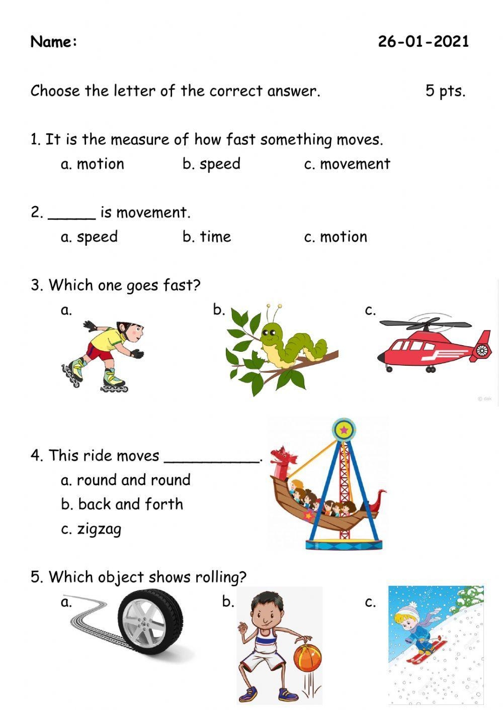 Motion And Speed Worksheet Live Worksheets Worksheets Library