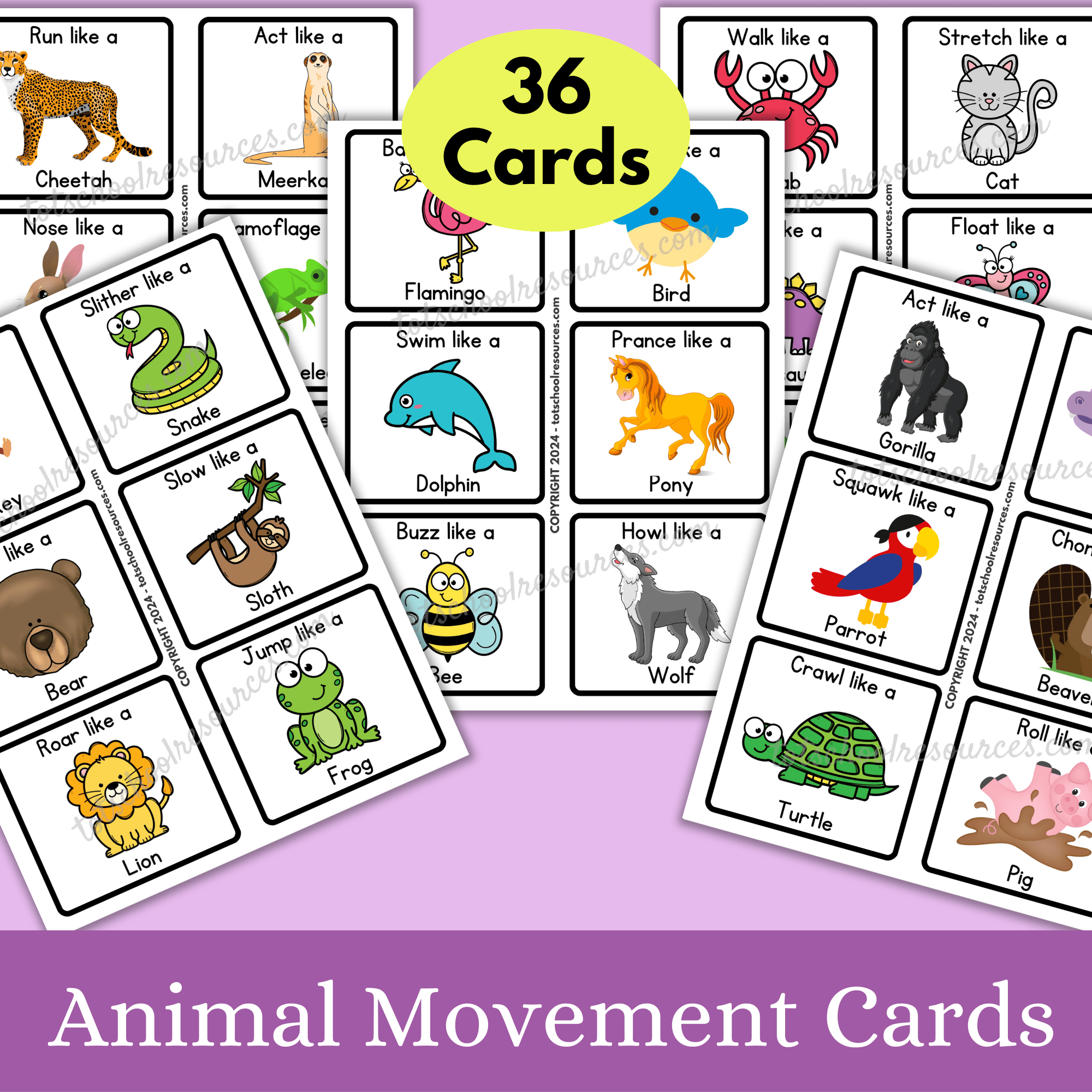 Move Like An Animal Game Printable Cards Totschoolresources
