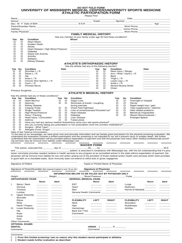 Ms Sports Physical Form Fill Online Printable Fillable Blank PdfFiller