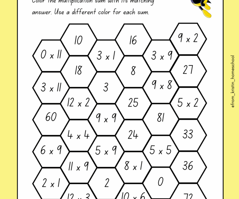 Multiplication Math Coloring Worksheets Fromkristin