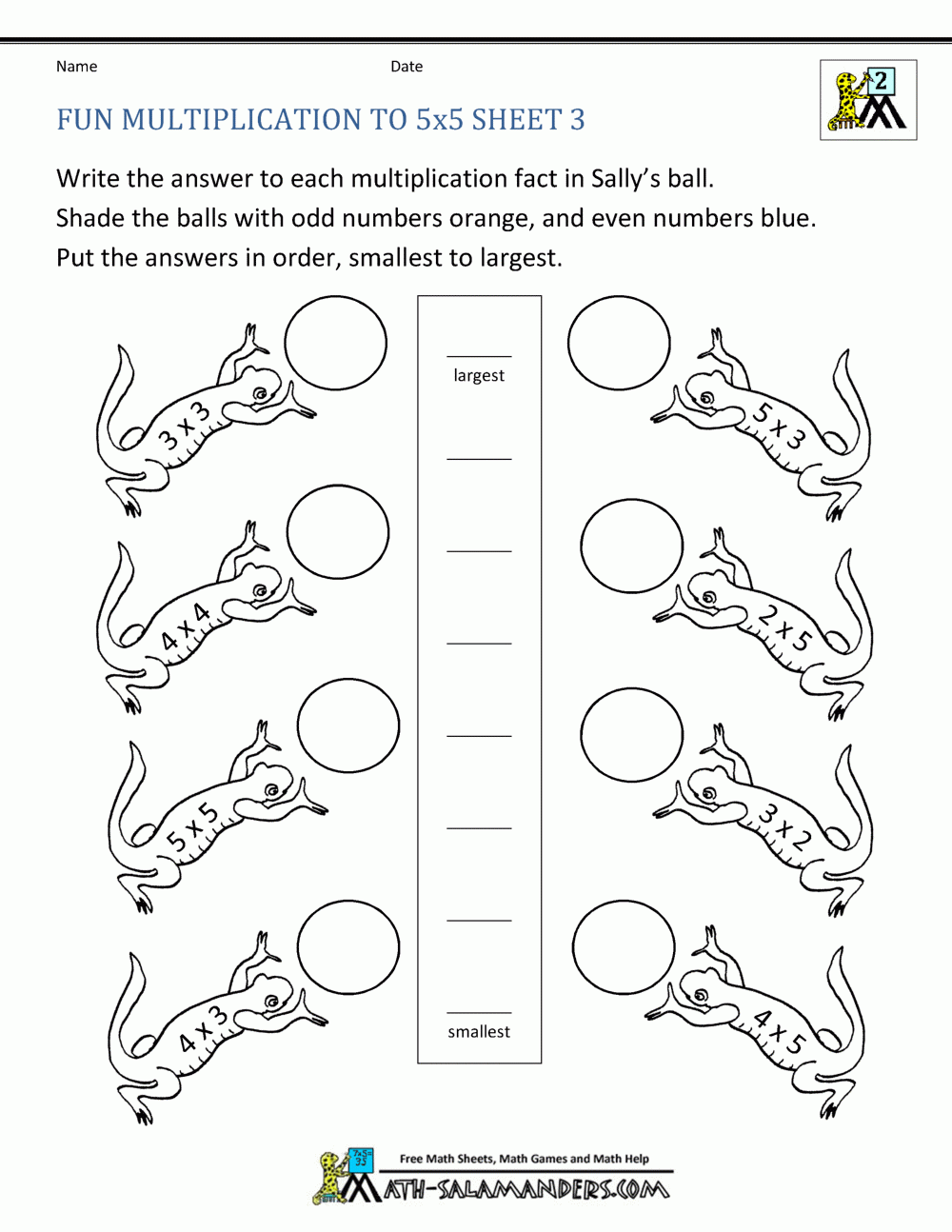 Multiplication To 5x5 Worksheets For 2nd Grade