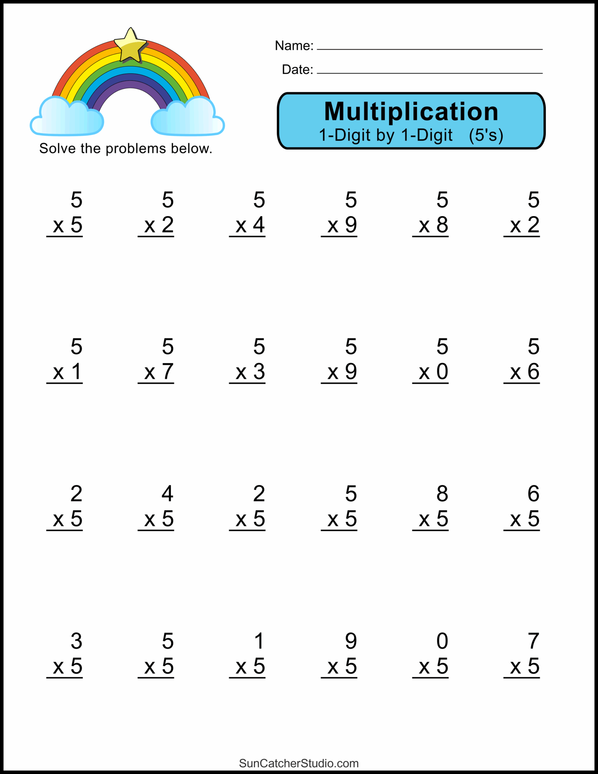 5 Multiplication Worksheets Fun Printable