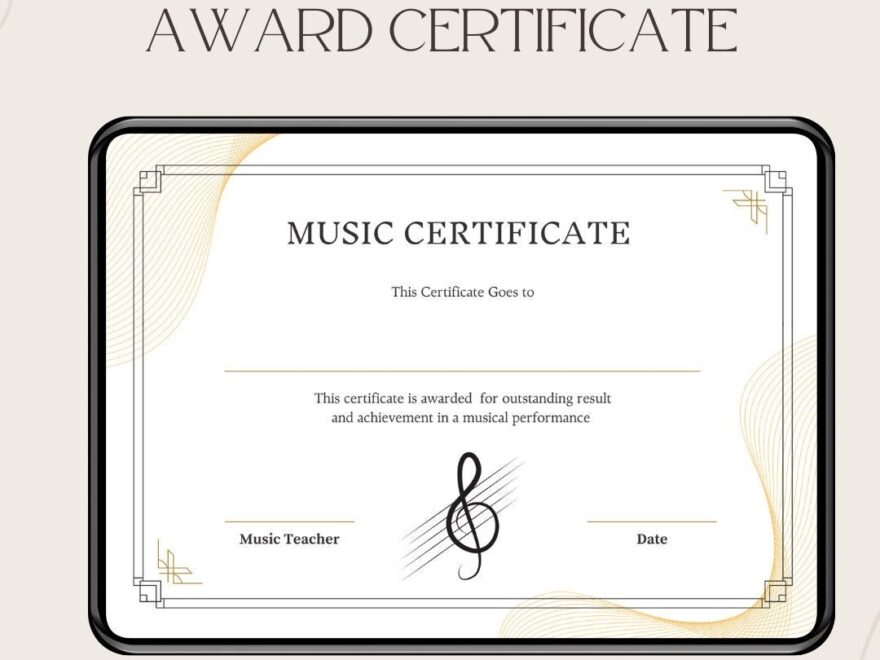 Music Certificates Achievement Award Printable Music Awards PDF Music Certificates School Certificates Instant Download Etsy